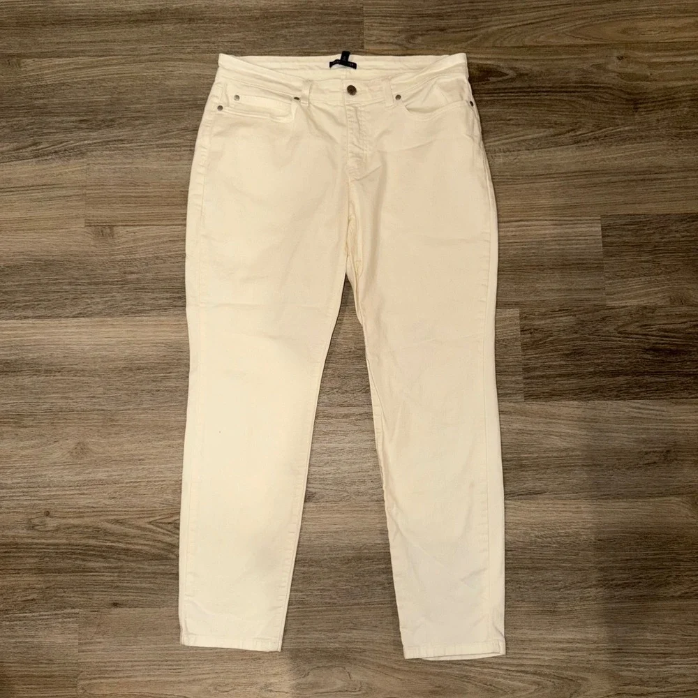Eileen Fisher‎ Organic Cotton Jeans Womens 12 Undyed Straight Leg Denim